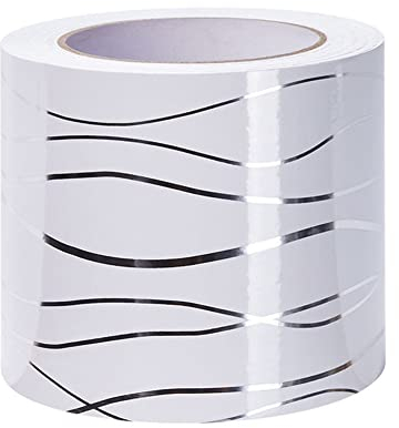 VisitRyl Frises Autocollantes DéCoratives Bordure De Papier Peint Frise Murale Adhesive Pour Cuisine, Salle De Bains,Chambre DéCoration Murale Vague Blanche 10cm X 500cm