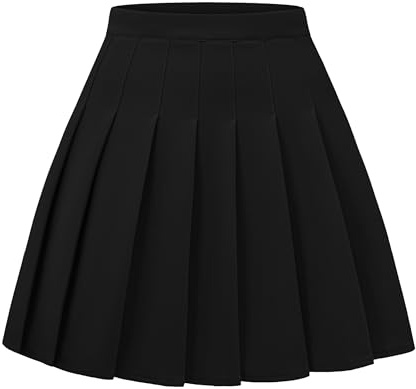 DINGJIUYAN Women Girls Short High Waist Pleated Skater Tennis School Skirt