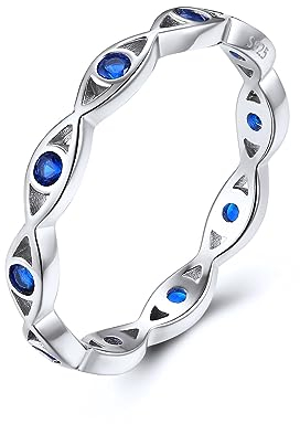 FOCALOOK Türkisches Auge Damen Ring Silber 925 Solitär Größe 64mm Böses Auge Nazar Boncuk Böser Blick Trauringe Verlobungsring Nazar Amulett Schmuck