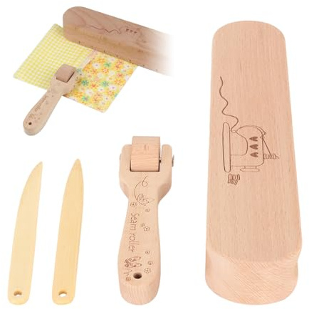 Sastre Clapper Juego de Claqueta de Sastre Claqueta de Madera para Aplanar Costuras con Rodillo de Costura Herramienta de Costura de Punta Herramienta de Costura de Claqueta para Acolchar, Planchar
