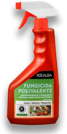 Fungicida Ecológico Polivalente contra la aparición de hongos en Plantas | Muy efectivo contra Oidio, Mildiu y Negrilla | Spray dd 750 ml (LISTO PARA USAR) | 100% Efectivo y Sin Químicos | Rocalba