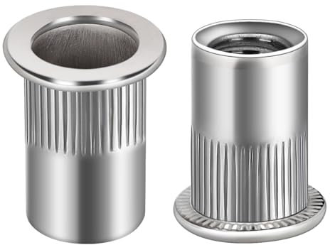 Dadi per rivetti flangiati 3/8-16, rivnut in acciaio inossidabile 304, dadi ciechi a testa piatta zigrinata, argento, 25 pezzi