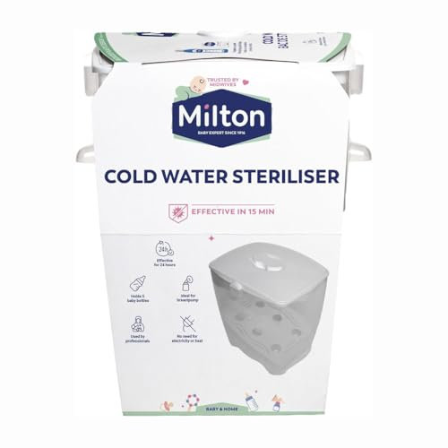MiltonBaby Cold Water Steriliser 5L Capacity Pack of 1 Desinfecting Antiseptic Unit Holds 5 Feeding Baby Bottles 15min Fast Acting with Welari Thank You Card | (1pack) (1unit)