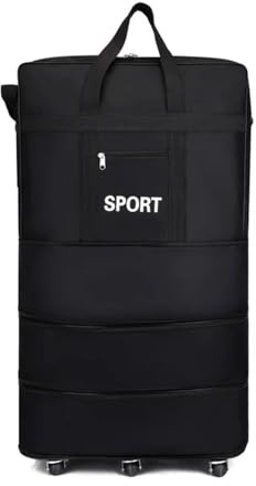 VONCYKI Sac de Voyage en soute Oxford de Grande capacité, Sac de Rangement Pliable à roulettes Universel for Bagages, Cubes d'emballage à roulettes(Black 110X48X28)