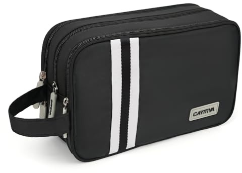 Carttiya Kulturbeutel Herren Reise Kosmetiktasche Wasserabweisende Waschtasche Toilettentasche Makeup Cosmetic Bag Waschbeutel Großer Stauraum Kulturtaschen Toiletry Bag (Schwarz, 5.51L)