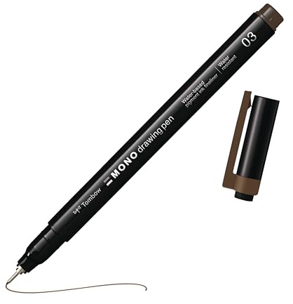 Tombow MONO drawing pen, fineliner, brown, drawing pen, water-resistant pigment ink, 0.3 mm tip, for sketches and technical drawings [WS-EFL31-03]