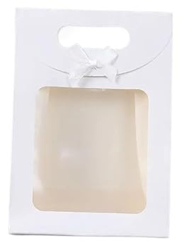 Bolsa de Regalo con Ventana Transparentes Bolsas de papel kraft con ventana transparente for bodas, cumpleaños, bautizos(White,19x26x9cm,100pcs)