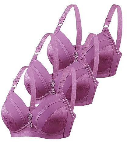 Generisch Lot de 3 sous-vêtements confortables pour femme, sans anneau en acier, taille fine, grand sous-vêtement pour femme avec haut - Soutien-gorge à poitrine basse, PP1., 38