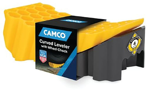 Camco 44423 Curved Leveler with Wheel Chock, 1 Pack