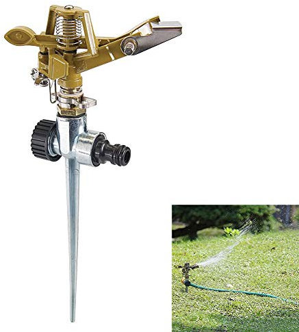 Automatico Ugello Rotante, Irrigatore Ad Impulso, Metal Spruzzatore D' Acqua Irrigatore Professionale, Irrigatore A Battente Su Picchetto in Metallo Con Base Per Prato Giardino Yard Golf Erba