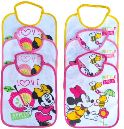 Ellepi bavaglini disney asilo pappa elastico cotone impermeabili (Minnie Medio)