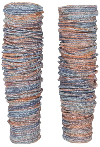 GURU SHOP Långa benvärmare av bomull, bomullstickade etno-värmare, män/kvinnor, blå/orange, storlek: en storlek, strumpor och benvärmare alternativ kläder, Blå/orange, one size