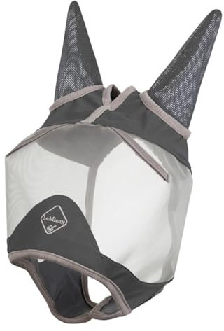 LeMieux Horse ArmourShield Pro Half Fly Mask with Soft Bamboo Lining - UV Protective & Breathable Mesh - Grey - Medium
