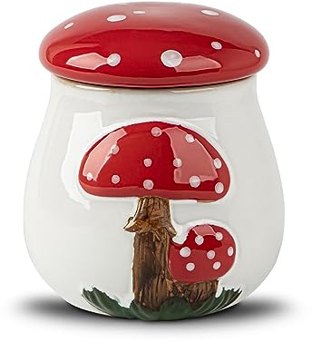 dgudgu Luftdichte Keksdose Pilz Keksdose mit Deckel Keramik Weiß Keksdosen für Küchentheke Großer Keksbehälter Aufbewahrung für Küchentheke