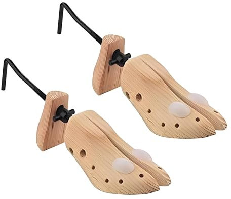 LIZZIE JACOBS New Pack of 2 Men's Shoe Stretchers 3 Way Expanders For Stretching Gents Shoes Wooden Adjustable Shoe Tree To Stretch Shoe Length Width Height Size 6-12