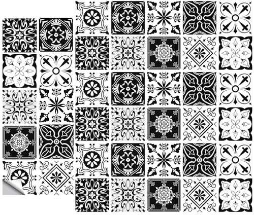 DKDDSSS 40 Piezas Pegatinas de Azulejos, Baldosas Adhesivas para Cocina, Retro Autoadhesivo para Decor Muebles Baño, 10 x 10 cm
