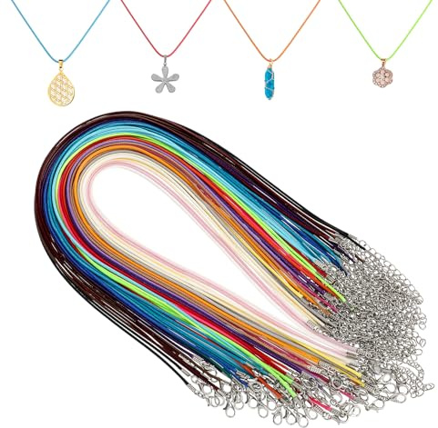 Oruola 60 st lädersnören med lås, 50,8 cm, färgglada snören för hängen, 1,5 mm, rephalsband för armband, halsband, smyckestillverkning