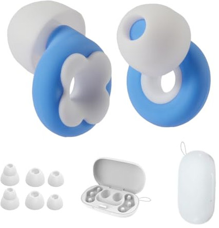 Tapones para los oídos para dormir, reducción de ruido, tapones para los oídos de silicona suave con 4 pares de almohadillas y una elegante funda para auriculares, protección auditiva del evangelio de
