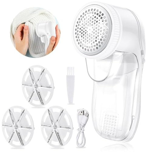 Levapelucchi, Levapelucchi Ricaricabile Tramite USB, Levapelucchi Elettrico con 2 Lame Sostituibili, Levapelucchi Portatile per Tessuti, Levapelucchi per Maglioni, Tessuti, Lana, Tappeti