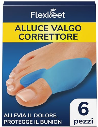 FLEXIFEET® Hallux Valgus Korrektur Zehenspreizer für den Großen Zeh - 6 Stk Zehentrenner Hallux Valgus, Ballenzehen Korrektur - Bandage Universalgröße, Damen, Herren, 0% BPA