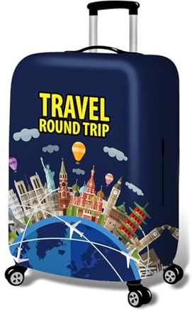 Marjoramy Housse de Valise Élastique 18-32 Pouces - Protection Anti-Rayures & Imperméable - Étui pour Valise en Polyester Lavable, Universel - Accessoire Voyage pour Avion, Vacances, Affaires (A, M)