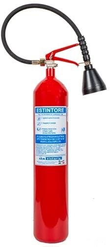 ESTINTORE PORTATILE A CO2 KG 5, OMOLOGATO E CERTIFICATO, FORNITO DI STAFFA + CARTELLO + TAGLIANDO DI CONTROLLO APPLICATO SULL'ESTINTORE