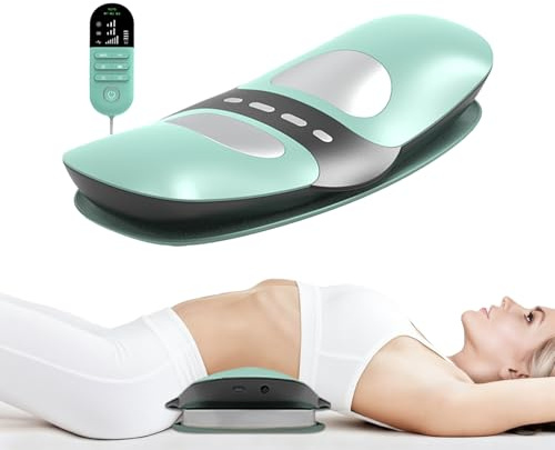 Appareil de Massage Lombaire électrique, 4 en 1 Appareil de Massage Dorsal Sans Fil avec Traction par Airbag, Compresse Chaude, Electrothérapie EMS, Massage par Vibrations