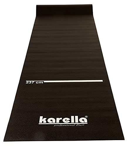 Karella Dartmatte Eco-Star - Profi Dartteppich Abwurfmatte PVC mit Abwurflinie für Dartboards/Schutz für Dartpfeile & Boden/rutschfest, ausrollbar 290 cm, Breite 60 cm – Oeko TEX Zertifiziert