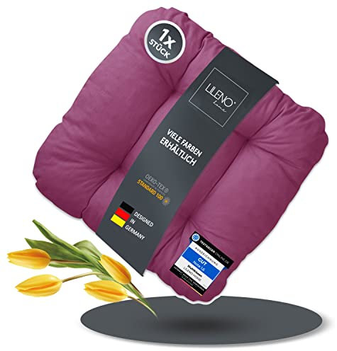 LILENO HOME 1er Set Stuhlkissen Beere (38x38x8 cm) - Sitzkissen für Gartenstuhl, Küche oder Esszimmerstuhl - Bequeme UV-beständige Indoor u. Outdoor Stuhlauflage als Stuhl Kissen