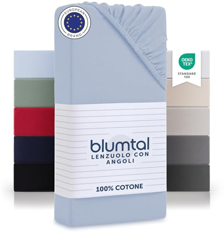 Blumtal Basics Fitted Sheet Topper- Draperilakan av 100% mjuk bomull, sängkläder, ljusblå, set om 2