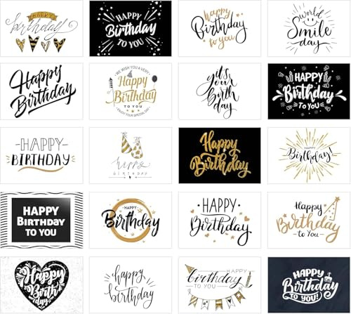 Edition Seidel Set de 20 cartes d'anniversaire – Cartes de vœux d'anniversaire – Cartes postales pour adultes et enfants – Cartes Happy Birthday
