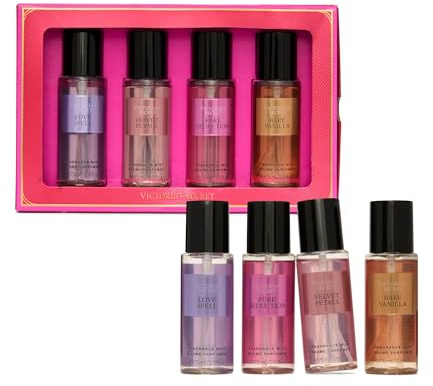 Victoria's Secret Fragrance Mist Collection 4 Piece Mini Mist Gift Set, Assorted Scents, Gift Set for Women