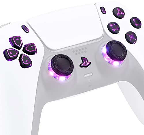 eXtremeRate LED Botones para ps5 Control BDM-010 BDM-020 Multicolores Joysticks D-Pad Acción Share Home Botón Luminoso Teclas DTF LED Kit para ps5 Mando-No Incluye Control(Simbolos Negro)