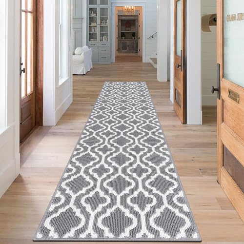 SHACOS Alfombra Pasillo Larga Antideslizante 60x240cm Alfombra Entrada Casa Interior Alfombra Cocina Antimancha Lavable Absorbente Felpudo Pasillo Largo para Cocina, Pasillo, Entrada, Lavadero