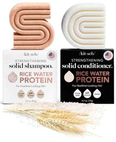 Kitsch Rice Bar Shampoo und Conditioner-Riegel für Haarwachstum | Reis-Shampoo-Riegel & Conditioner-Riegel zur Stärkung, Reinigung und Befeuchtung | Veganer Reiswasser-Shampoo-Riegel & Conditioner-Se