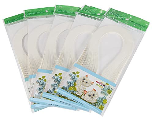 Yunxwd Papier Quilling Sets, 600-Streifen Papier Quilling Streifen Papierbreite Set, 3mm Breite reine Farbe Origami-Papier für DIY Papierhandwerk, Papierblumenherstellung(Weiß)