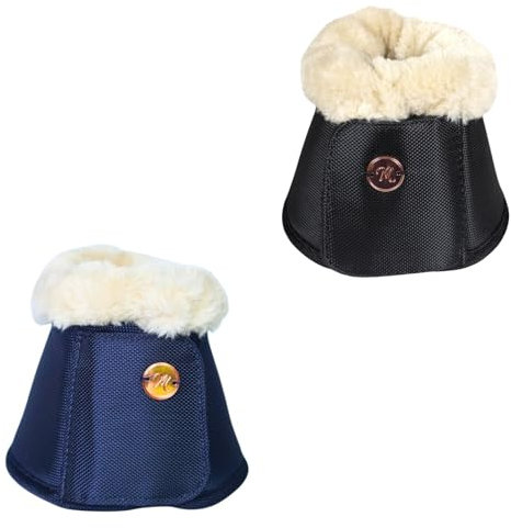 Marengos - Hufglocken Modern Rosé | Springglocken mit Fellrand | gefütterte Innenseite & doppelter Klettverschluss | Obermaterial aus 1860 Denier | Hufschutz für Pferde in Nachtblau | Größe XL