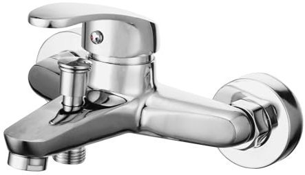 Wall Mounted Bath Faucet - Single Lever Bathtub Shower Mixer Tap Chrome Stainless Steel