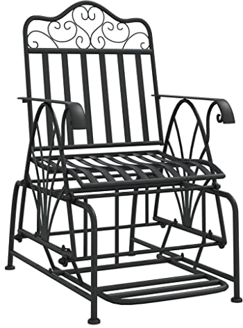 Makastle Schaukelbank Gartenbank Metall Gartenschaukel Sitzbank Balkon Bank Garten Gartenstuhl Parkbank Schwingbank Schaukelstuhl, 61 x 81 x 99 cm Schwarz