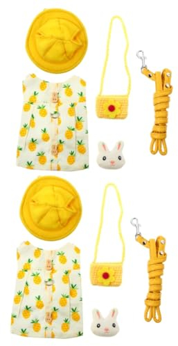 Supvox 2sätze Haustierkaninchen Niedliches Geschirr Mit Verstellbarer Süßem Hut Und Tasche Für Kleine Tiere Sicheren Materialien Für Und