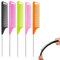 5 PCS Anti-Static Tail Combs - Carbon Fibre Styling and Heat Resistant Rattail Combs with Steel Pintail for Hair Parting, Cutting, and Teasing, Salon-Quality for Women and Men, 5 Colors