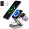 Kuject 3 in 1 Wireless Charging Station for iPhone, Adjustable Magnetic Wireless Charger, Foldable Travel Charging Stand Dock for iPhone 15/14/13/12 Series, AirPods, Apple Watch