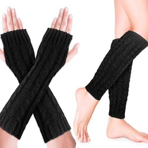 Grantop Arm Warmers Leg Warmers for Women, Winter Knit Crochet Leg Warmer Arm Warmer, Women Ankle Leg Warmers, Warm Boots Cuff Crochet Knee Warmers for Yoga Ballet Dance