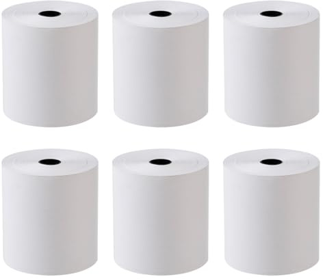 LiangYuanZen 6 rullar 80 x 80 mm premium termopapper kassarullar, för EPOS-skrivare, POS-terminal, kassasystem, papperskärna: Ø 13 mm, BPA-fri, vit.