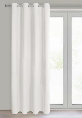 Eurofirany NITA Tenda Oscurante in Velluto, 100% Blackout e Isolante Termico, Tenda con Occhielli per Camera da Letto e Soggiorno, 140x250 cm - Crema