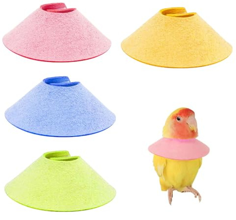 XFSRG 4 Pezzi Collari Morbidi per Uccelli Collare Pappagallo a Forma di Cono Elisabettiano Anti Morso Collare Protettivo Morbido per il Collo Accessorio Pappagalli Calopsite Cocorite