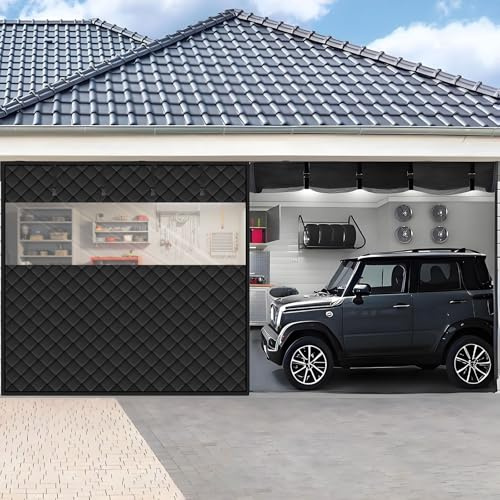 Garageportsnät för vintern, garageportsisoleringskit synliga fönster, magnetisk värmeisolerad garageportsnät 183x198cm 213x244cm 305x305cm vindtät, ljudisolerad(Black,W518xH244cm)