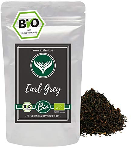 Azafran BIO Earl Grey Schwarzer Tee - Darjeeling Schwarztee mit Bergamotte Öl lose 250g