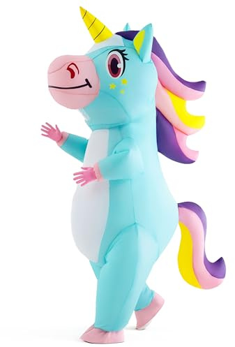 Spooktacular Creations Inflatable Full Body Unicorn Costume Air Blow-up Deluxe Halloween Costume - Adult Size (Blue)