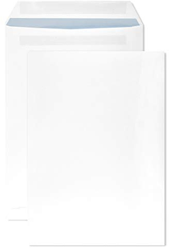 Netuno 250 sobres blanco C4 229 x 324 mm 90 g papel con impresión interior azul sin ventana solapa recta cierre autoadhesivo para A4